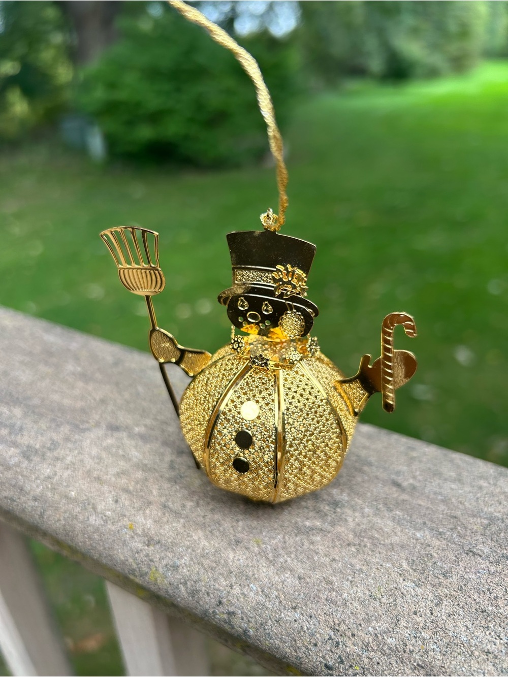24KT Gold Finish Vintage Baldwin Snowman Ornament - Decorative Home Accent